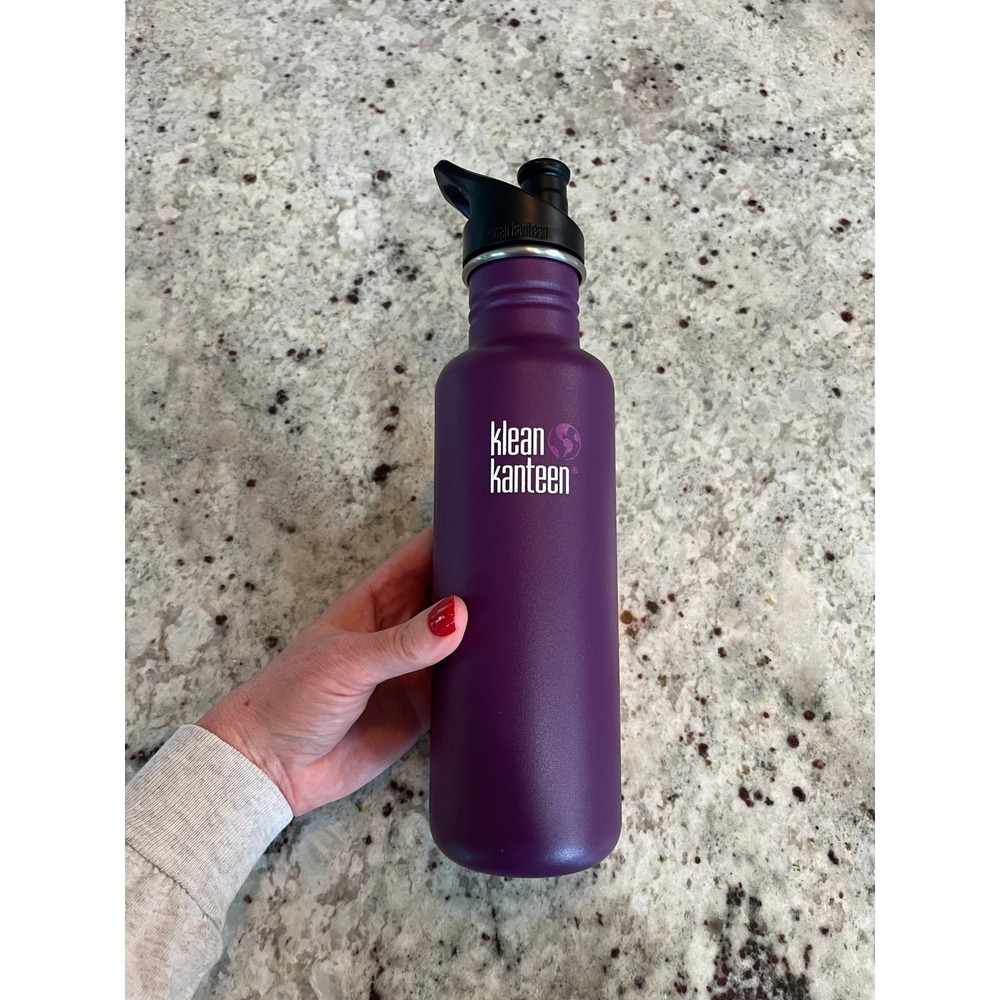 NWOT Klean Kanteen Classic 27oz Stainless Steel Water Bottle Purple Sport Cap